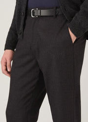 Men's Wool Cashmere Flannel Trouser in Charcoal Melange