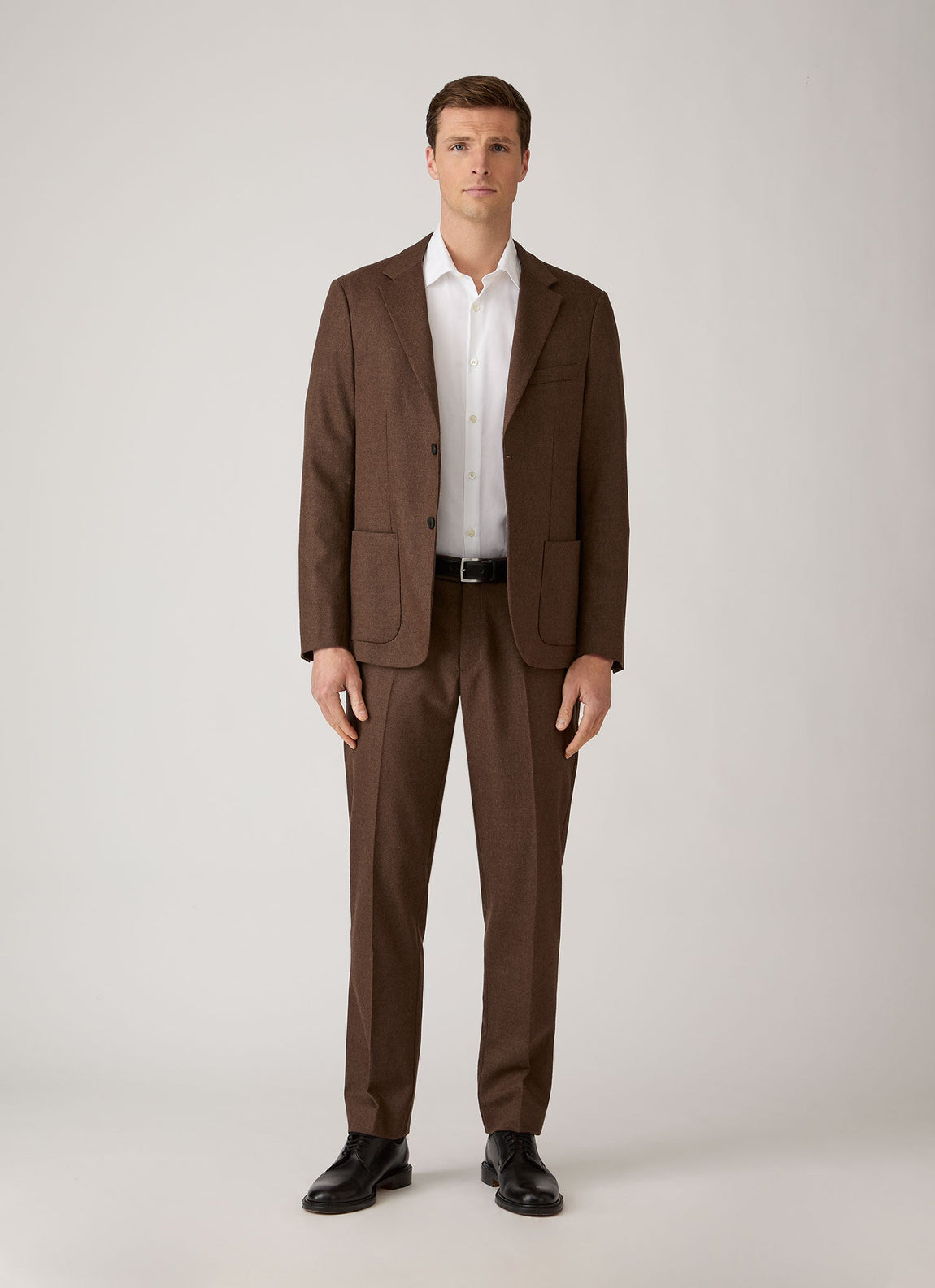 Men's Wool Cashmere Flannel Trouser in Light Brown Melange