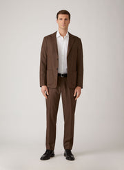 Men's Wool Cashmere Flannel Trouser in Light Brown Melange