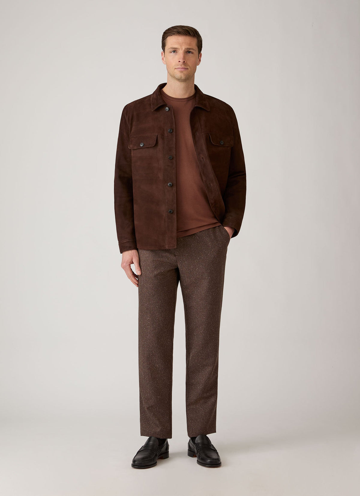 Men's Donegal Tweed Trouser in Dark Brown Melange