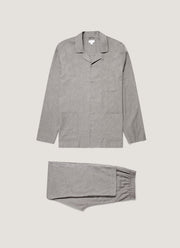 Men's Cotton Flannel Pyjama Set in Mid Grey Melange