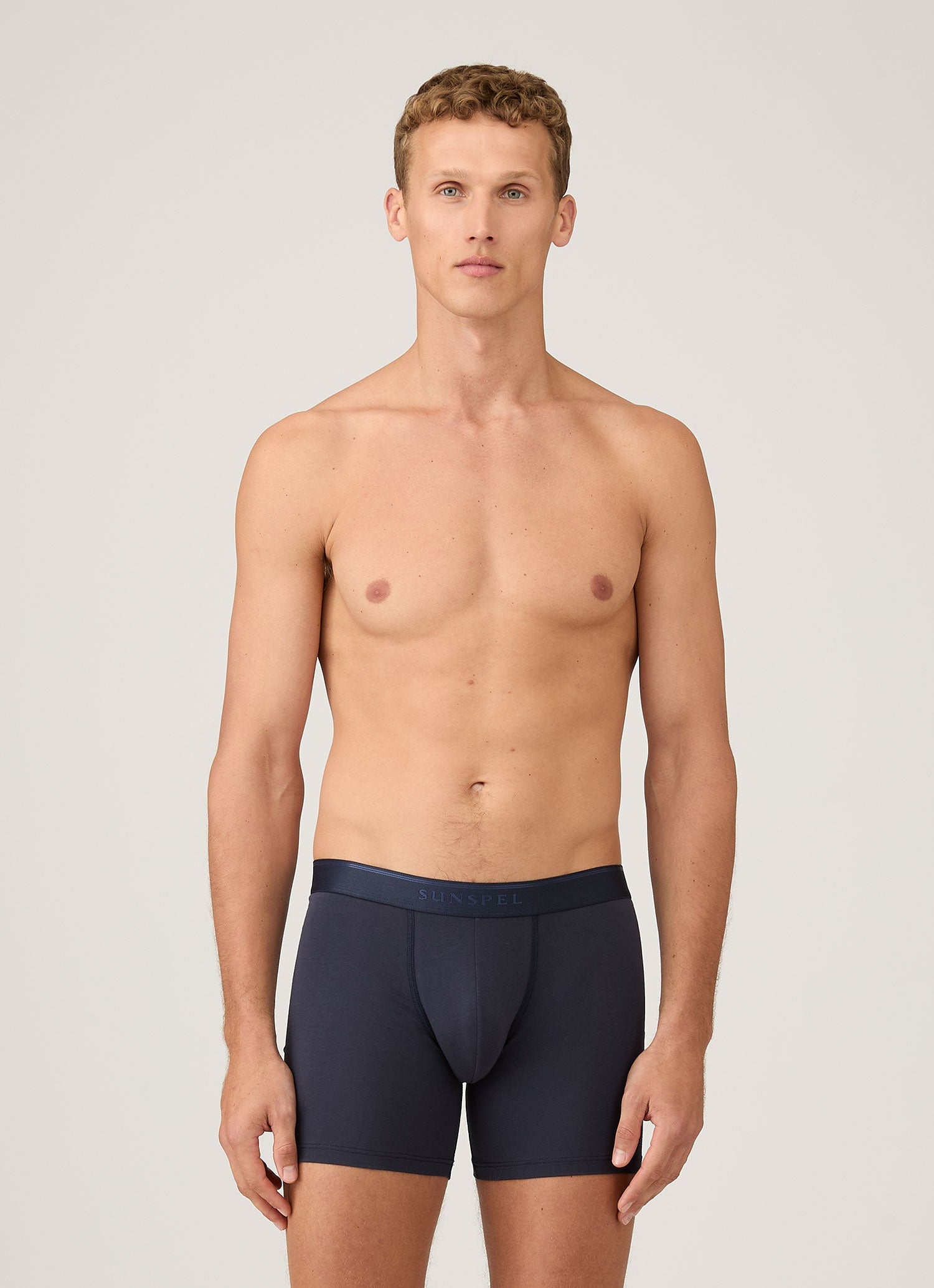 Men's Stetch Cotton Boxer Briefs in Navy