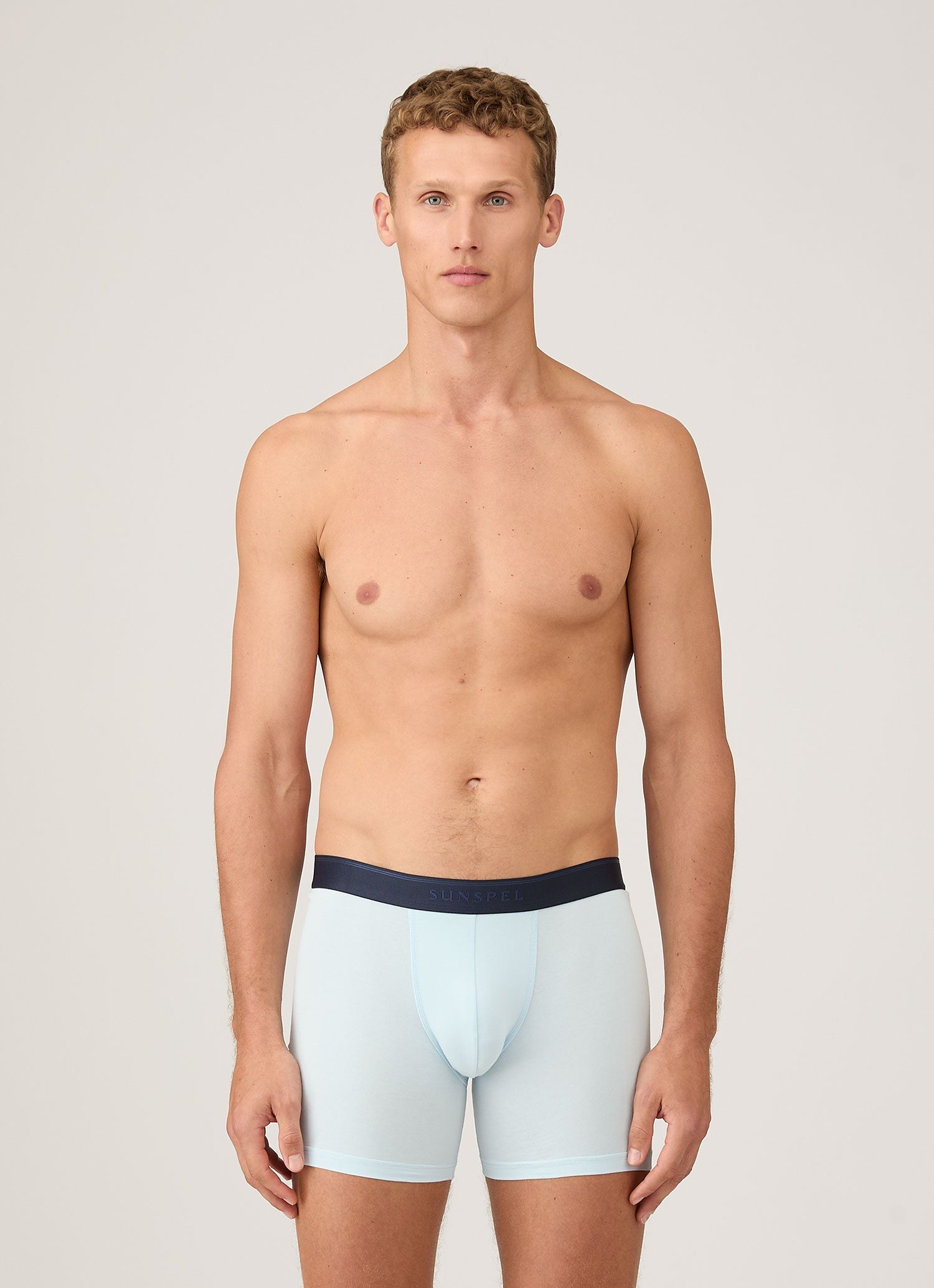 Men's Stetch Cotton Boxer Briefs in Light Blue
