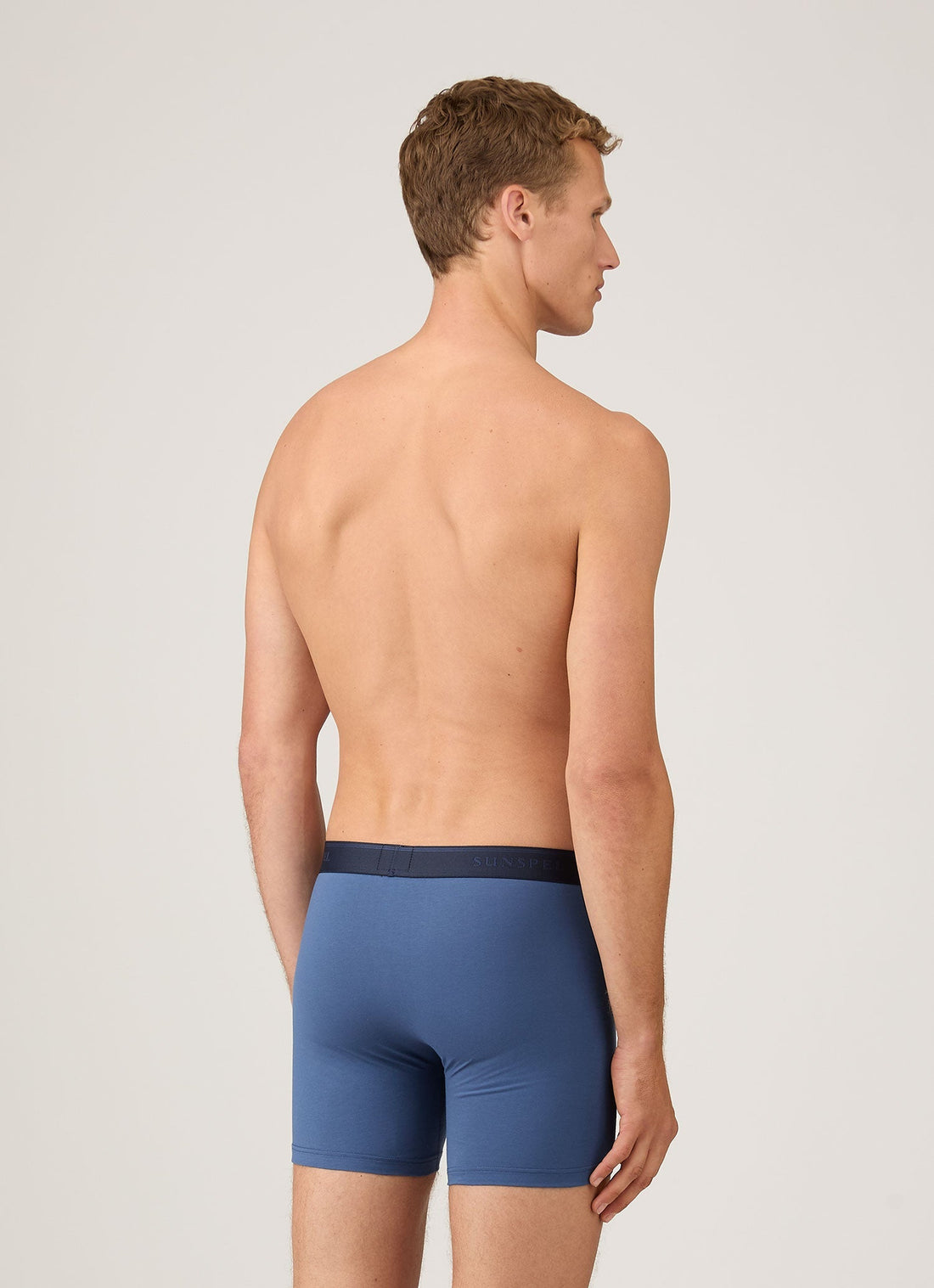 Men's Stretch Cotton Boxer Briefs in Atlantic Blue