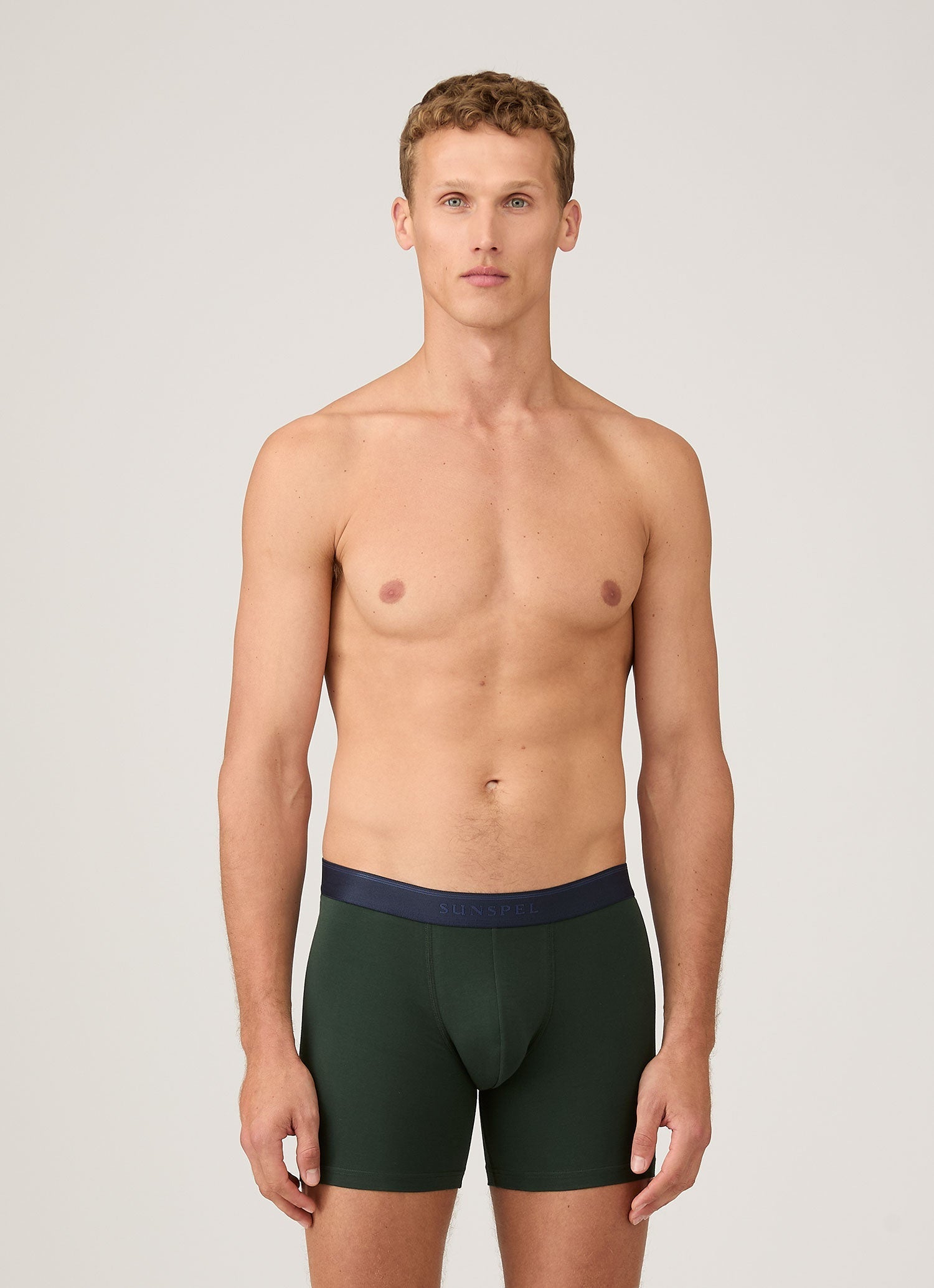 Men's Stetch Cotton Boxer Briefs in Seaweed