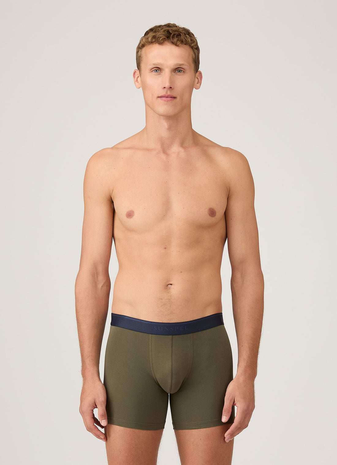 Men's Stetch Cotton Boxer Briefs in Khaki