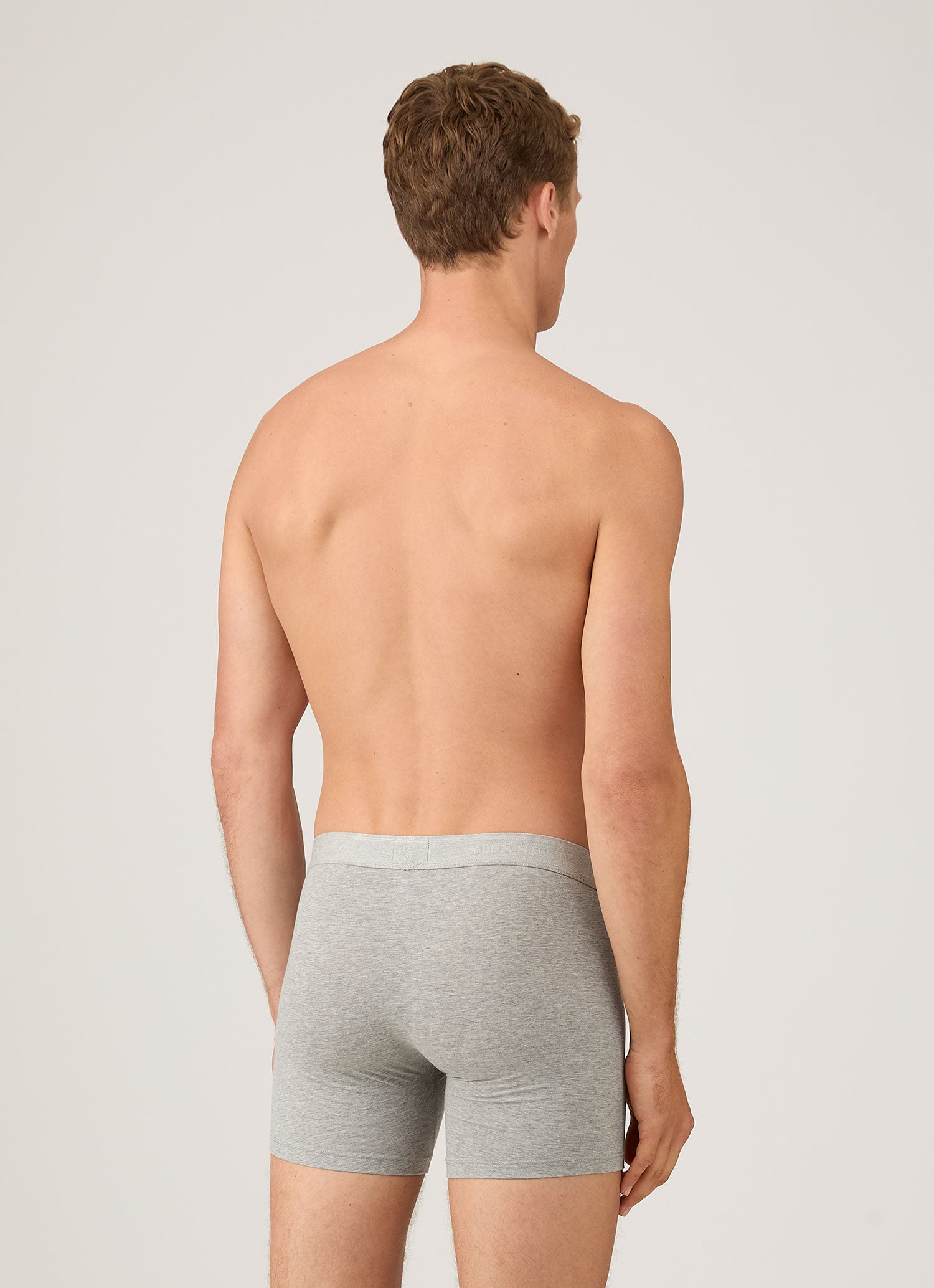 Men's Stretch Cotton Boxer Briefs in Grey Melange