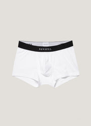 Men's Logo Stetch Cotton Trunks in White/Black