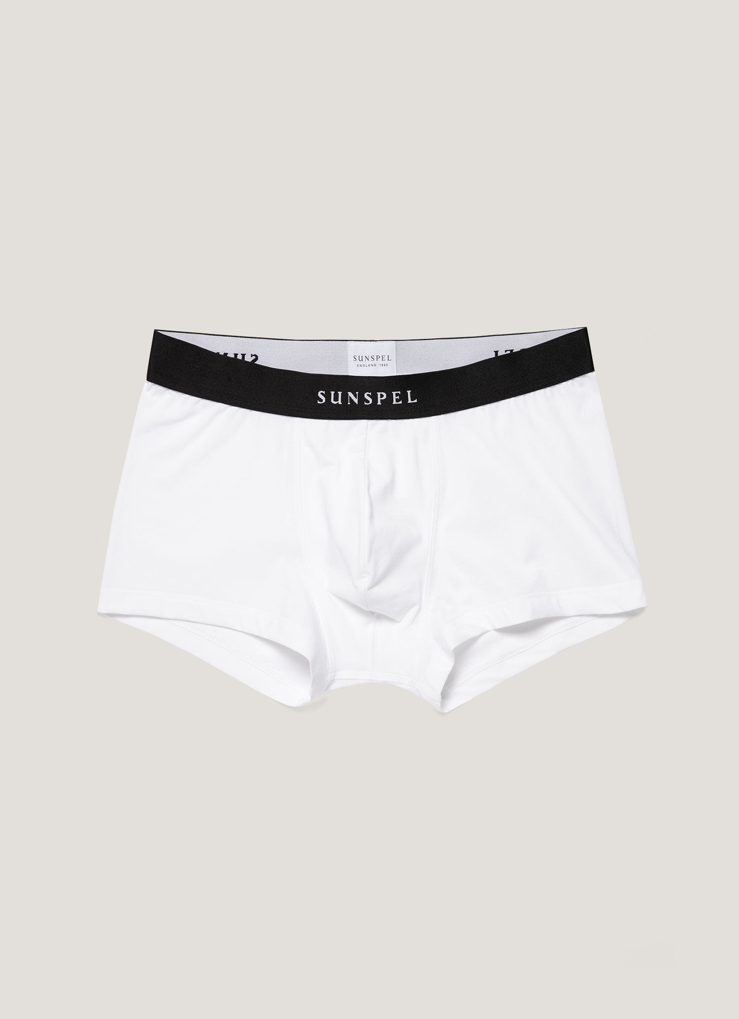 Men's Logo Stetch Cotton Trunks in White/Black