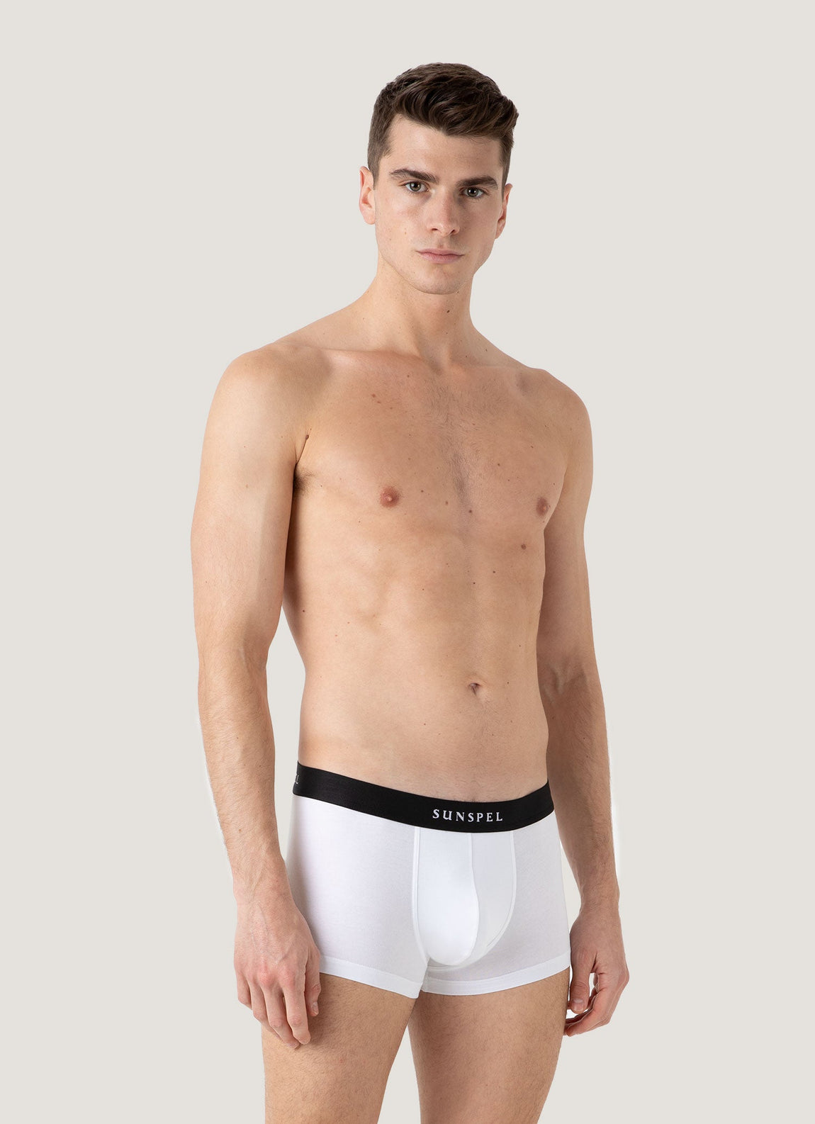Men's Logo Stetch Cotton Trunks in White/Black