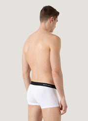 Men's Logo Stetch Cotton Trunks in White/Black