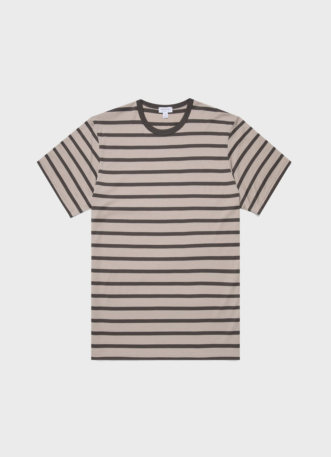 Men's Classic T-shirt in Ash Grey/Charcoal Breton Stripe