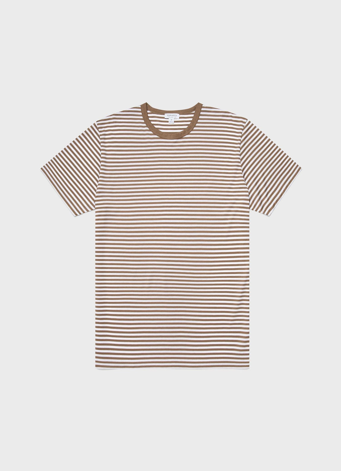 Men's Classic T-shirt in Dark Tan/White English Stripe