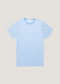 Men's Classic T-shirt in White/Azure Blue English Stripe