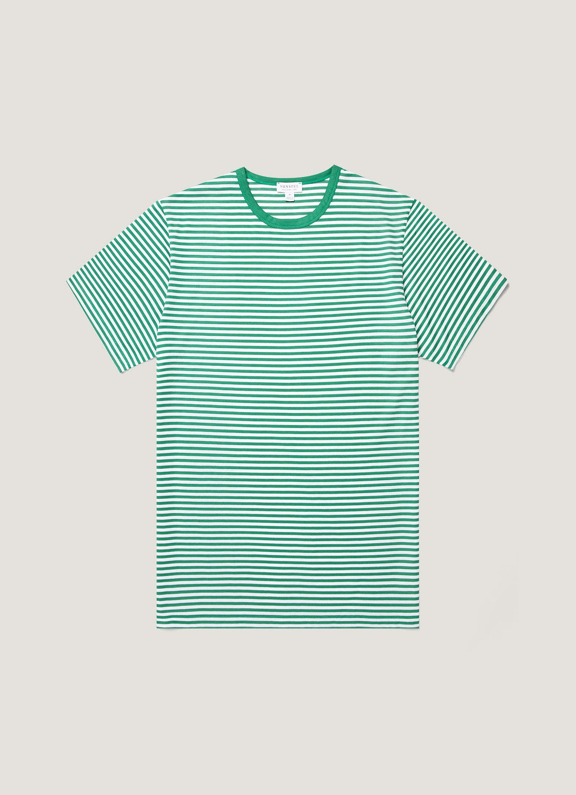 Men's Classic T-shirt in White/Bright Green English Stripe