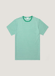 Men's Classic T-shirt in White/Bright Green English Stripe