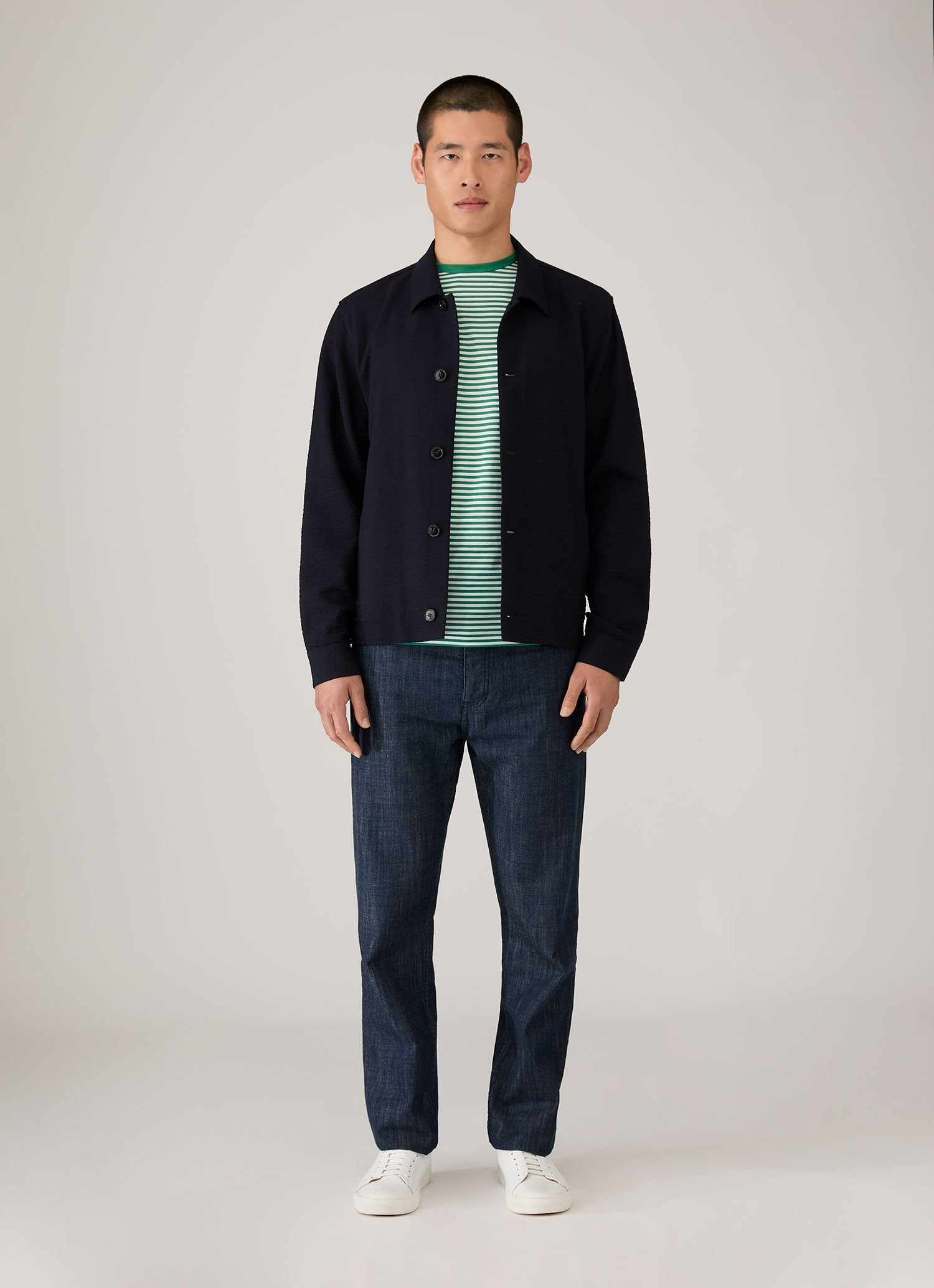 Men's Classic T-shirt in White/Bright Green English Stripe