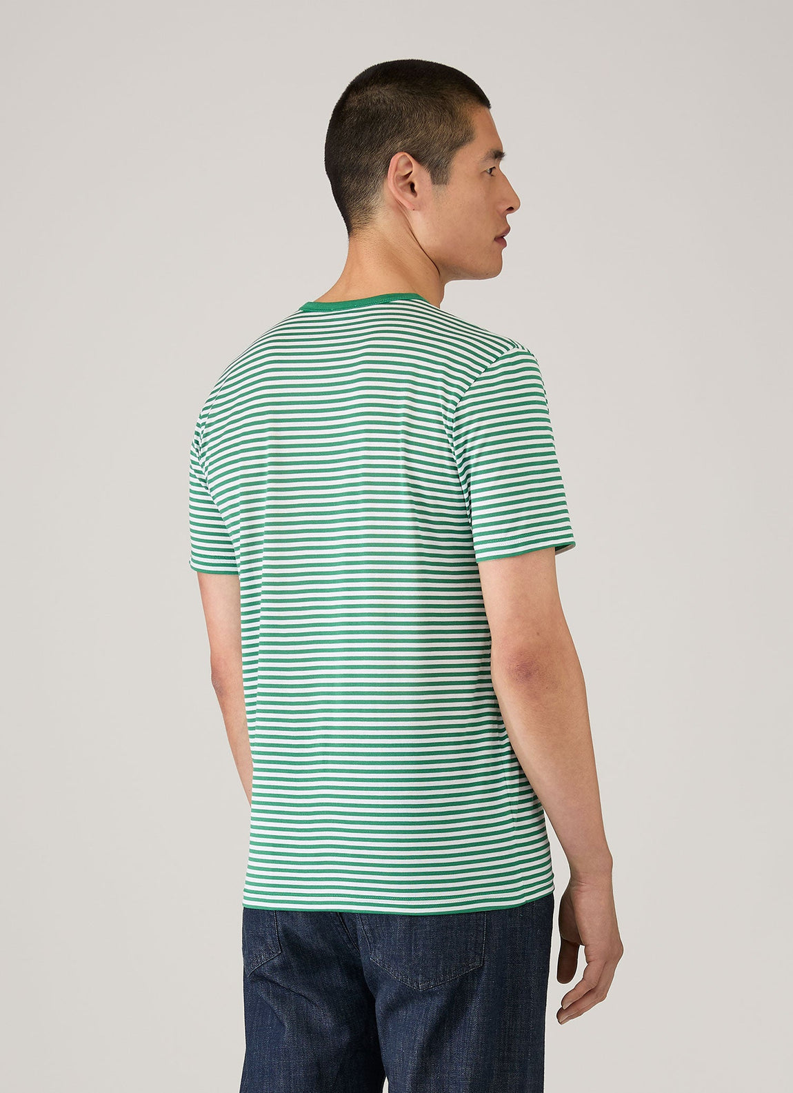 Men's Classic T-shirt in White/Bright Green English Stripe