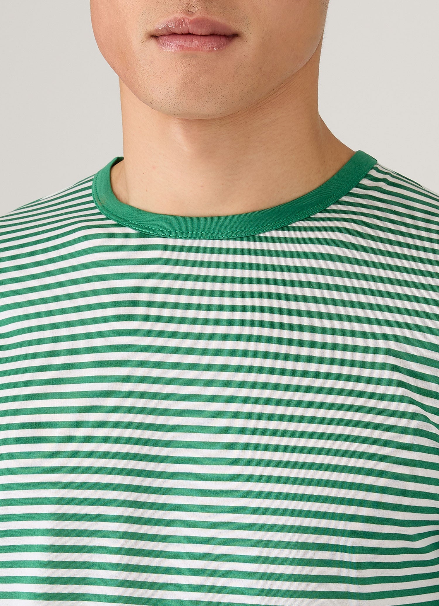 Men's Classic T-shirt in White/Bright Green English Stripe