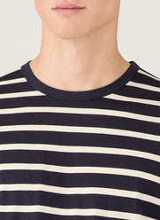 Men's Long Sleeve Classic T-shirt in Navy/Ecru Breton Stripe