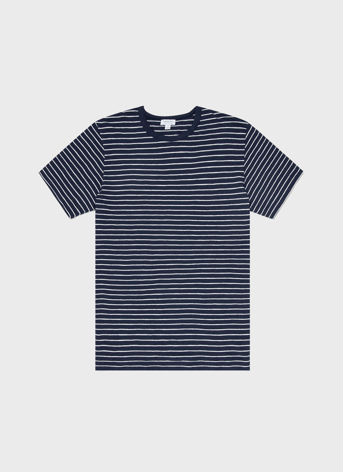 Men's Cotton Linen T-shirt in Navy/Off White