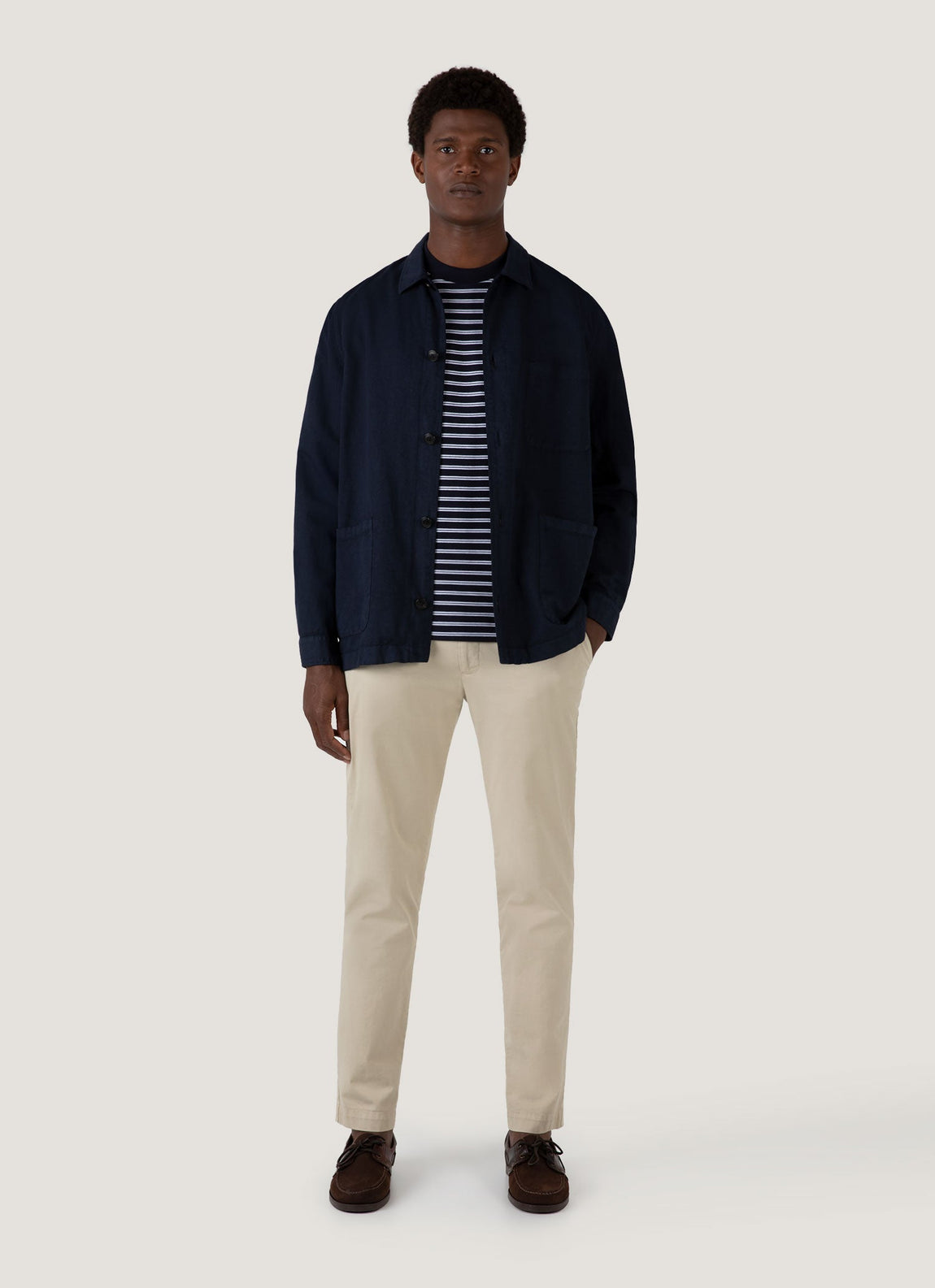 Men's Relaxed Fit Heavyweight T-shirt in Navy/White