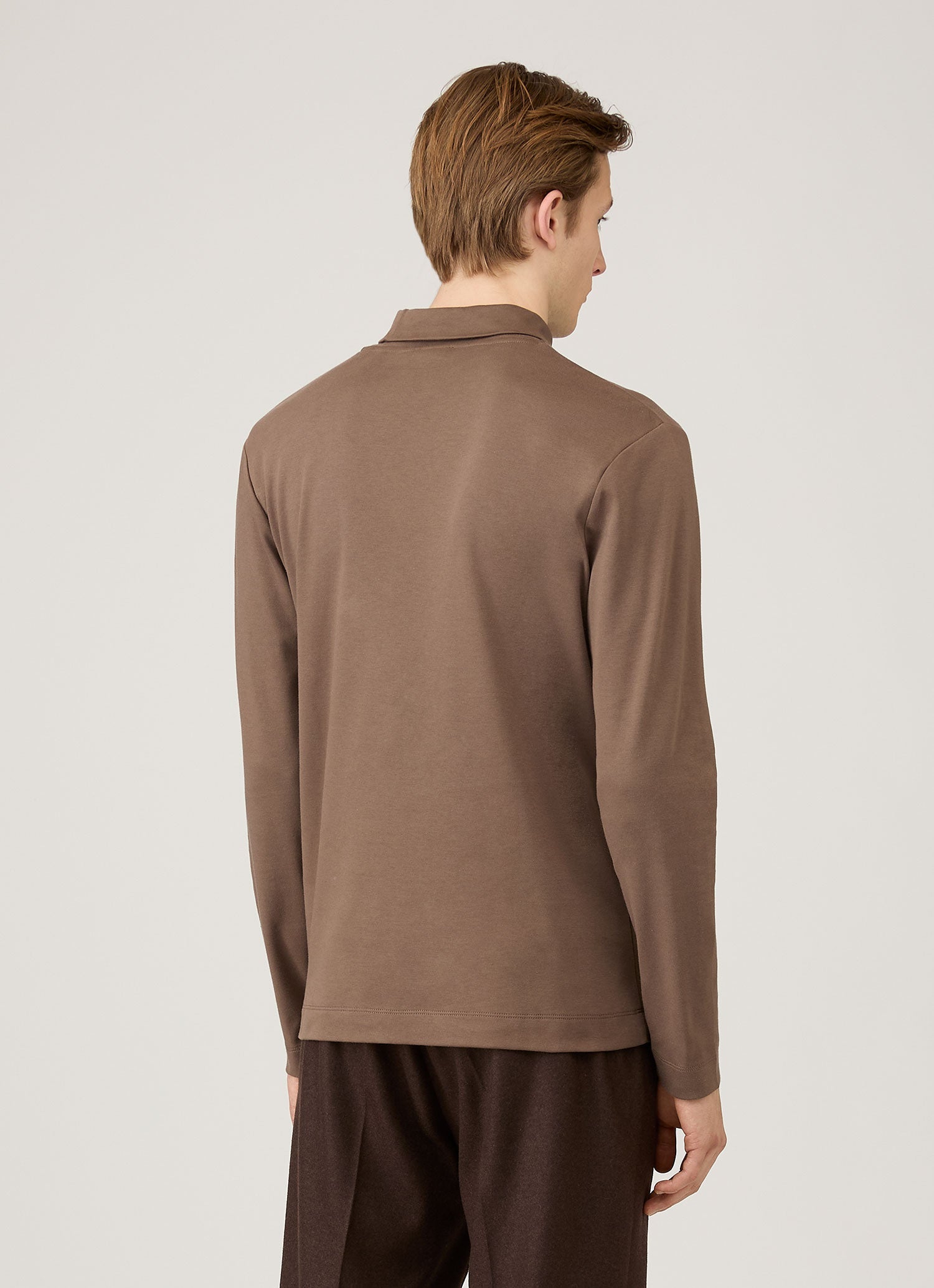 Men's Roll Neck Heavyweight T-shirt in Bark