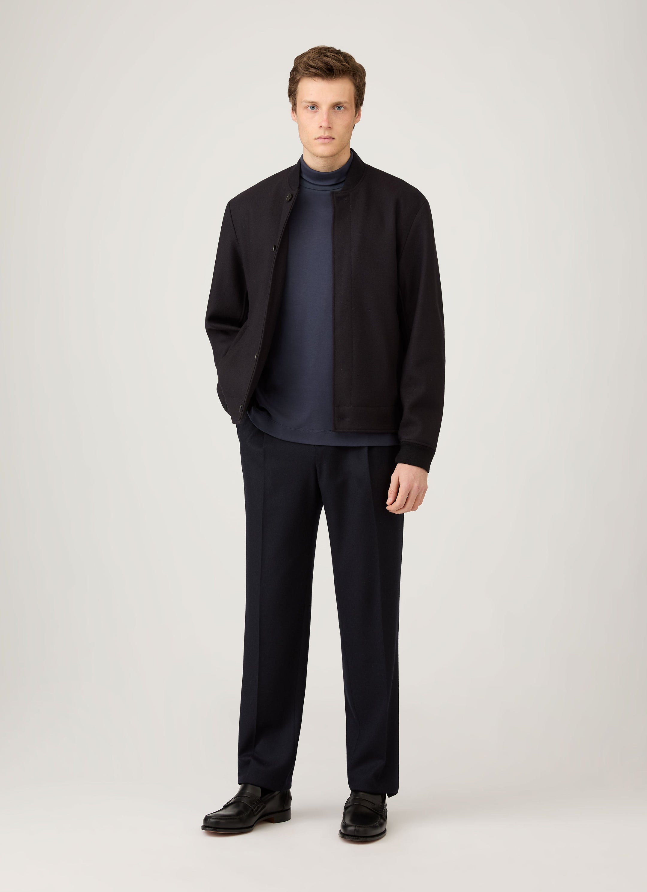 Men's Roll Neck Heavyweight T-shirt in Navy