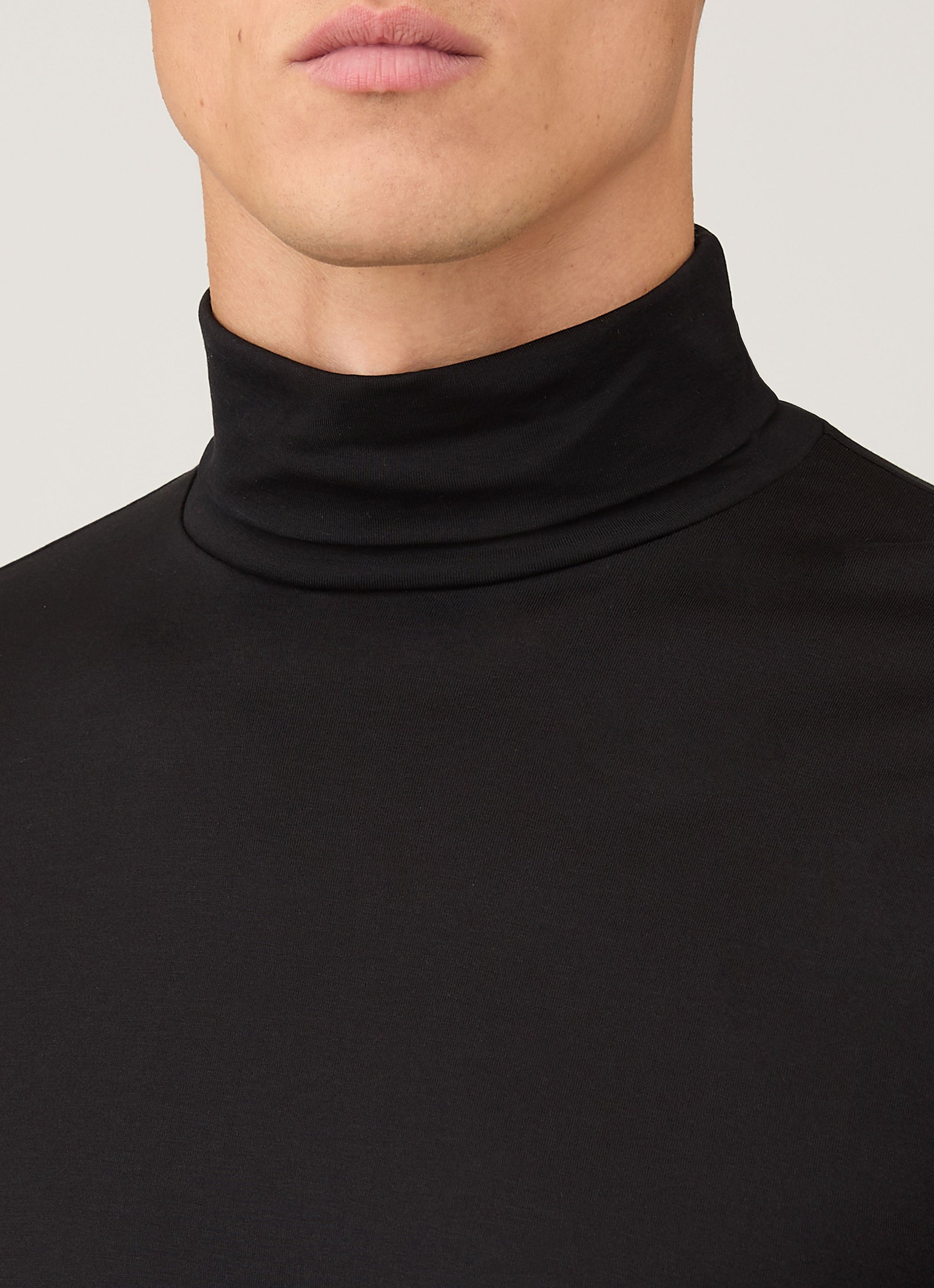 Men's Roll Neck Heavyweight T-shirt in Black