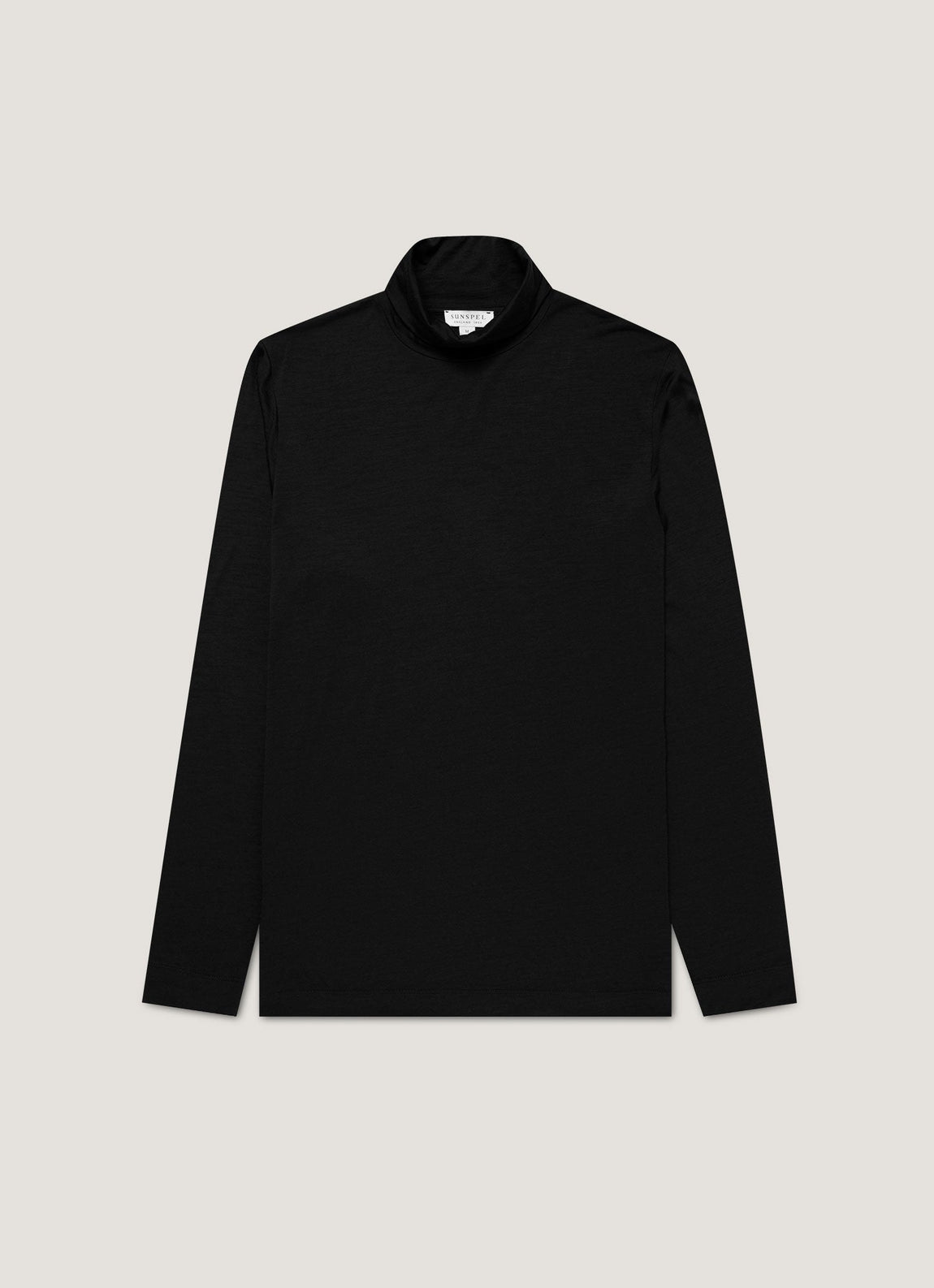 Men's Ultra-Fine Merino Roll Neck in Black