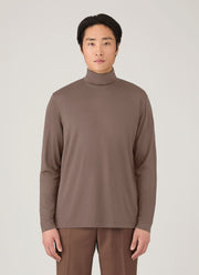 Men's Ultra-Fine Merino Roll Neck in Sandstone