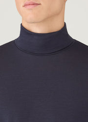 Men's Ultra-Fine Merino Roll Neck in Navy