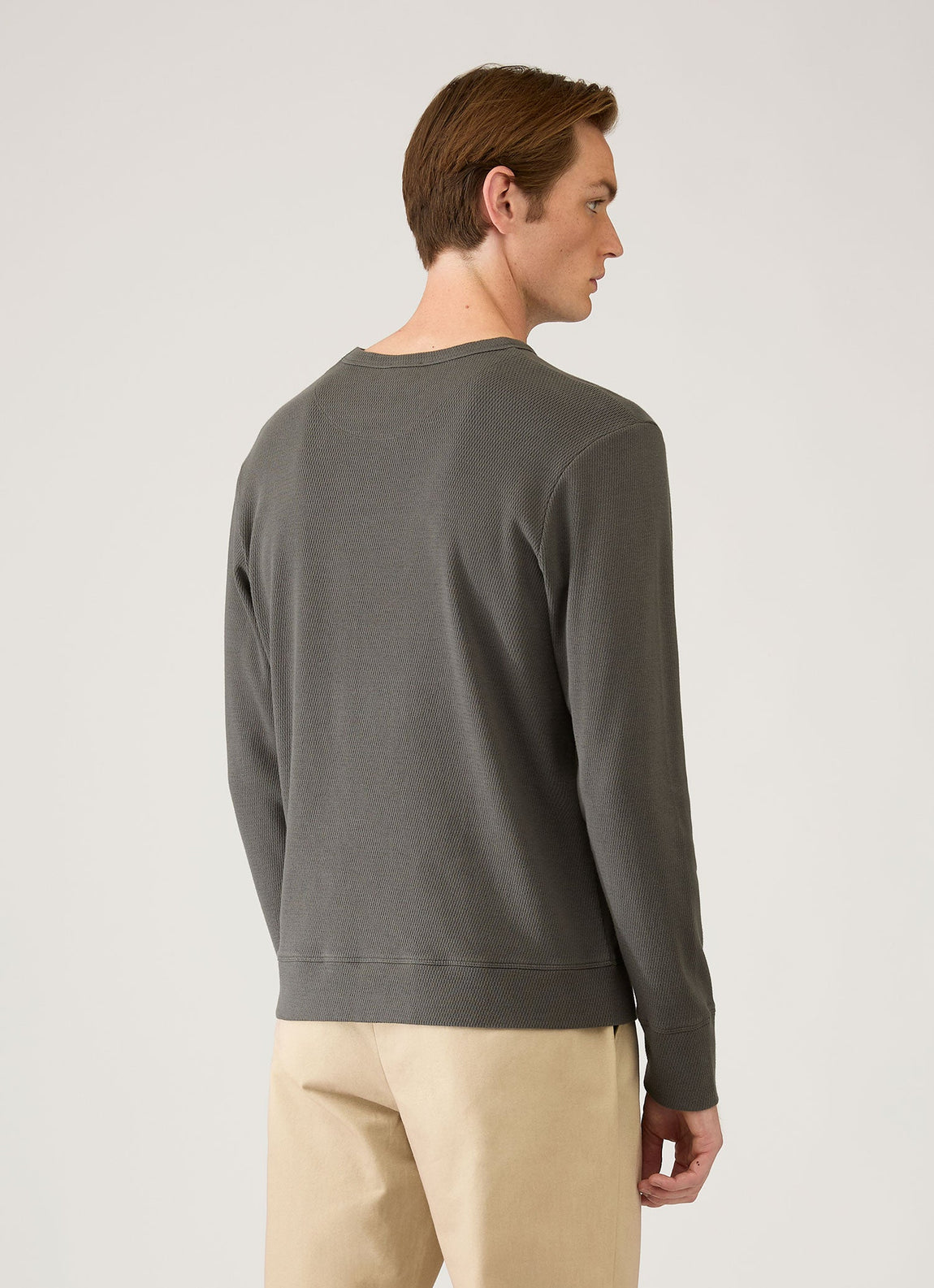 Men's Long Sleeve Cellulock Crew Neck in Charcoal