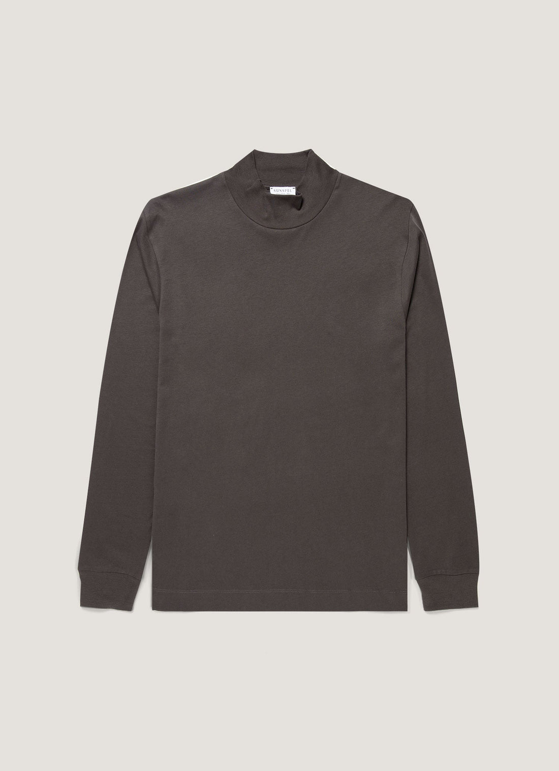 Long Sleeve Brushed Cotton Mock Neck T-shirt