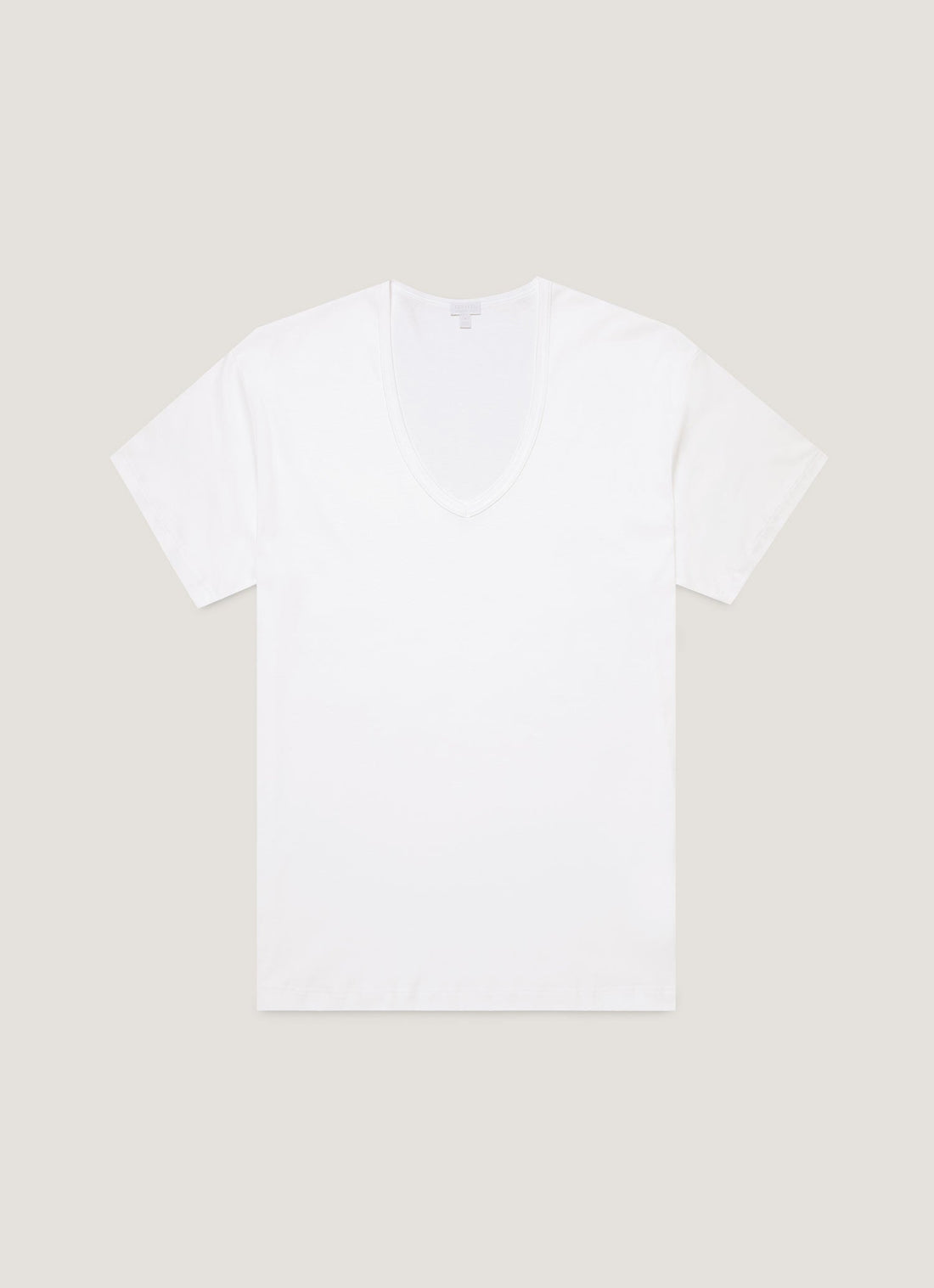 Men's Sea Island Cotton V-neck Underwear T-shirt in White