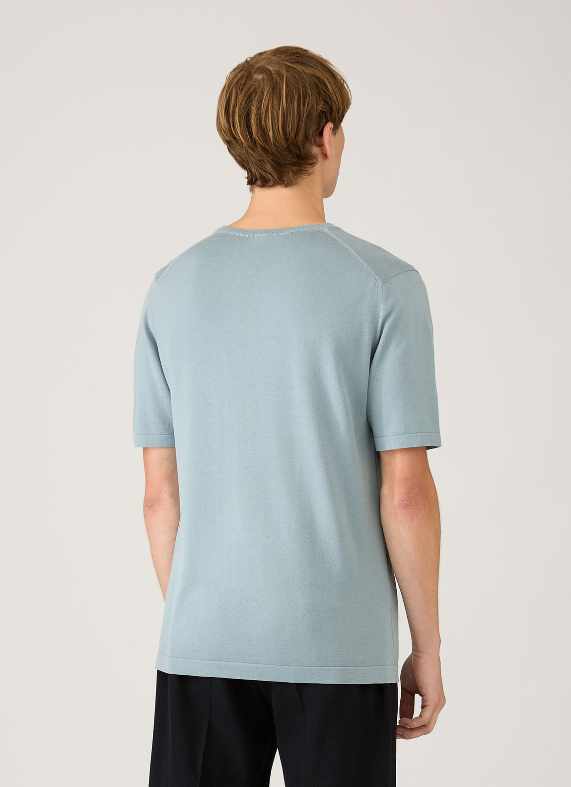 Men's Sea Island Cotton Knit T-shirt in Stone Blue