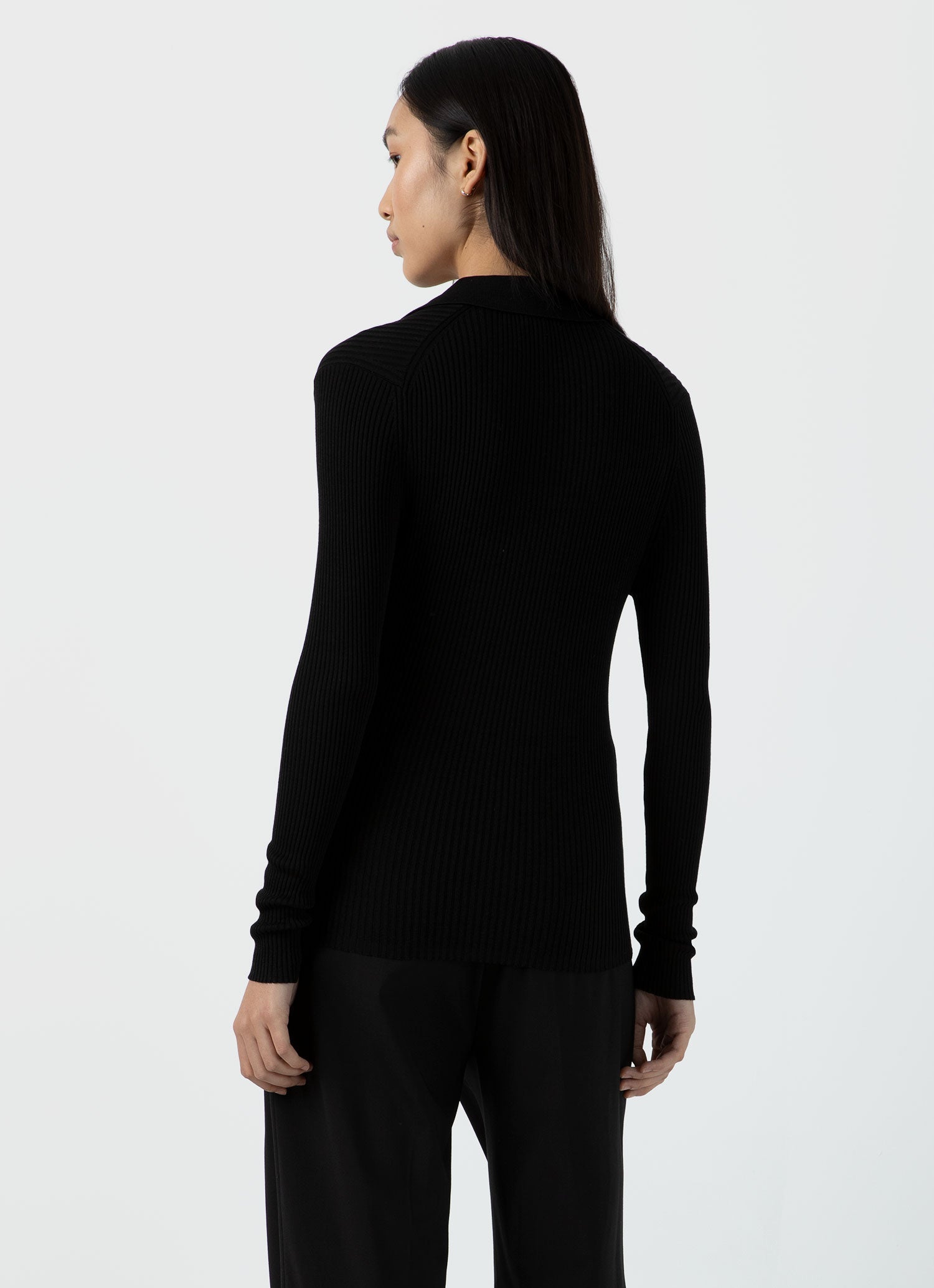 Women's Silk Rib Cardigan in Black