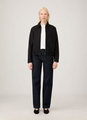 Women's Cotton Raffia Bomber Jacket in Black