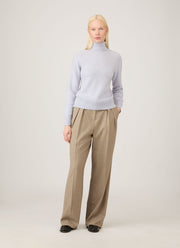 Women's Lambswool Funnel Neck Jumper in Ice Blue