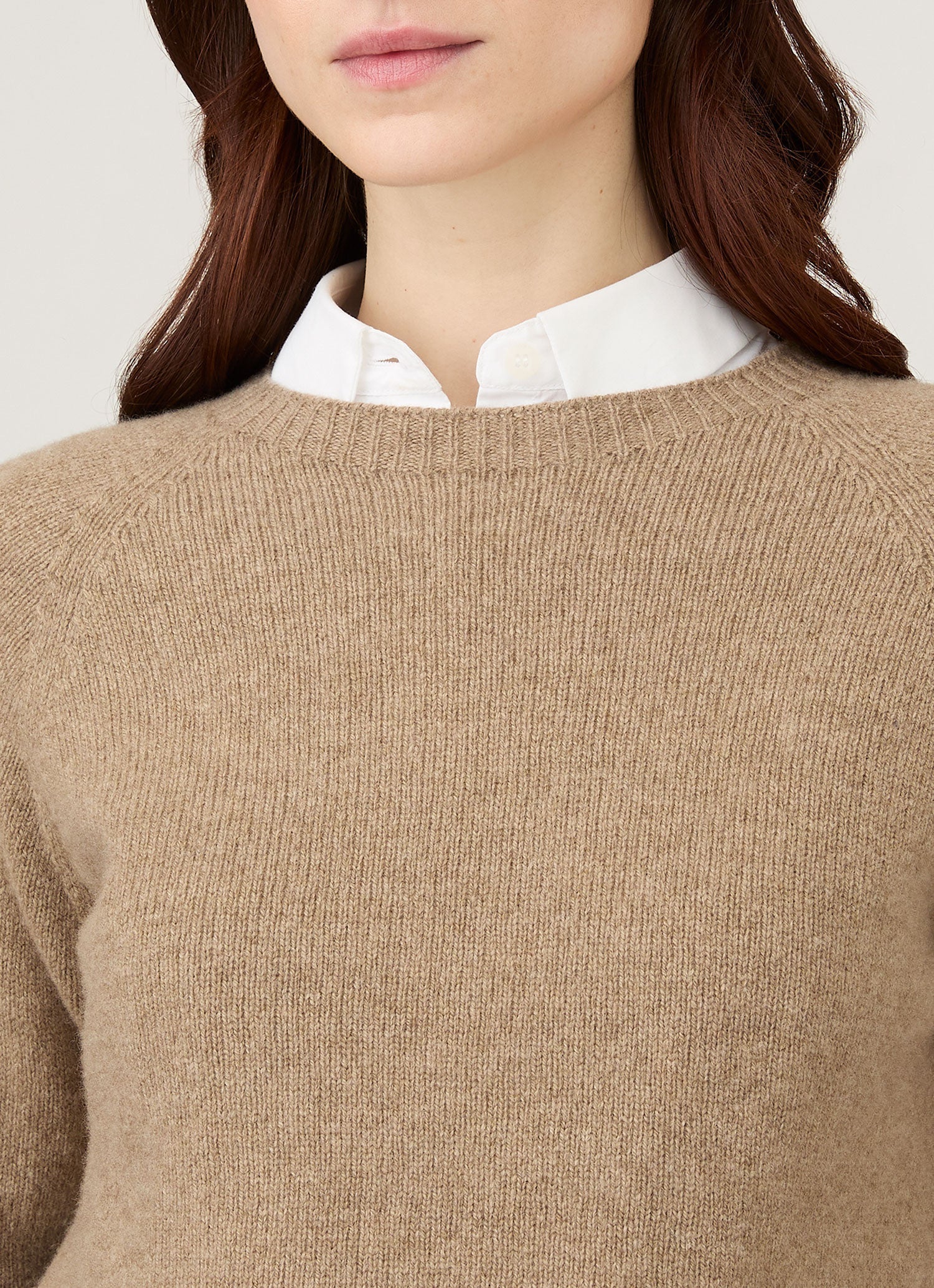 Women's Lambswool Crew Neck Jumper in Mink