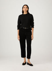 Women's Wool Cashmere Rib Jumper in Black