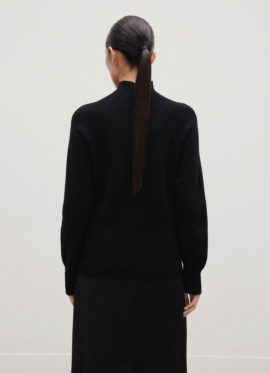 Women's Lambswool Funnel Neck Jumper in Black