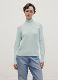Women's Lambswool Funnel Neck Jumper in Light Green