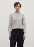 Women's Lambswool Funnel Neck Jumper in Dove Grey Melange