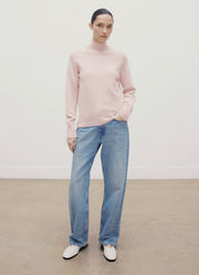 Women's Lambswool Funnel Neck Jumper in Cherry Blossom