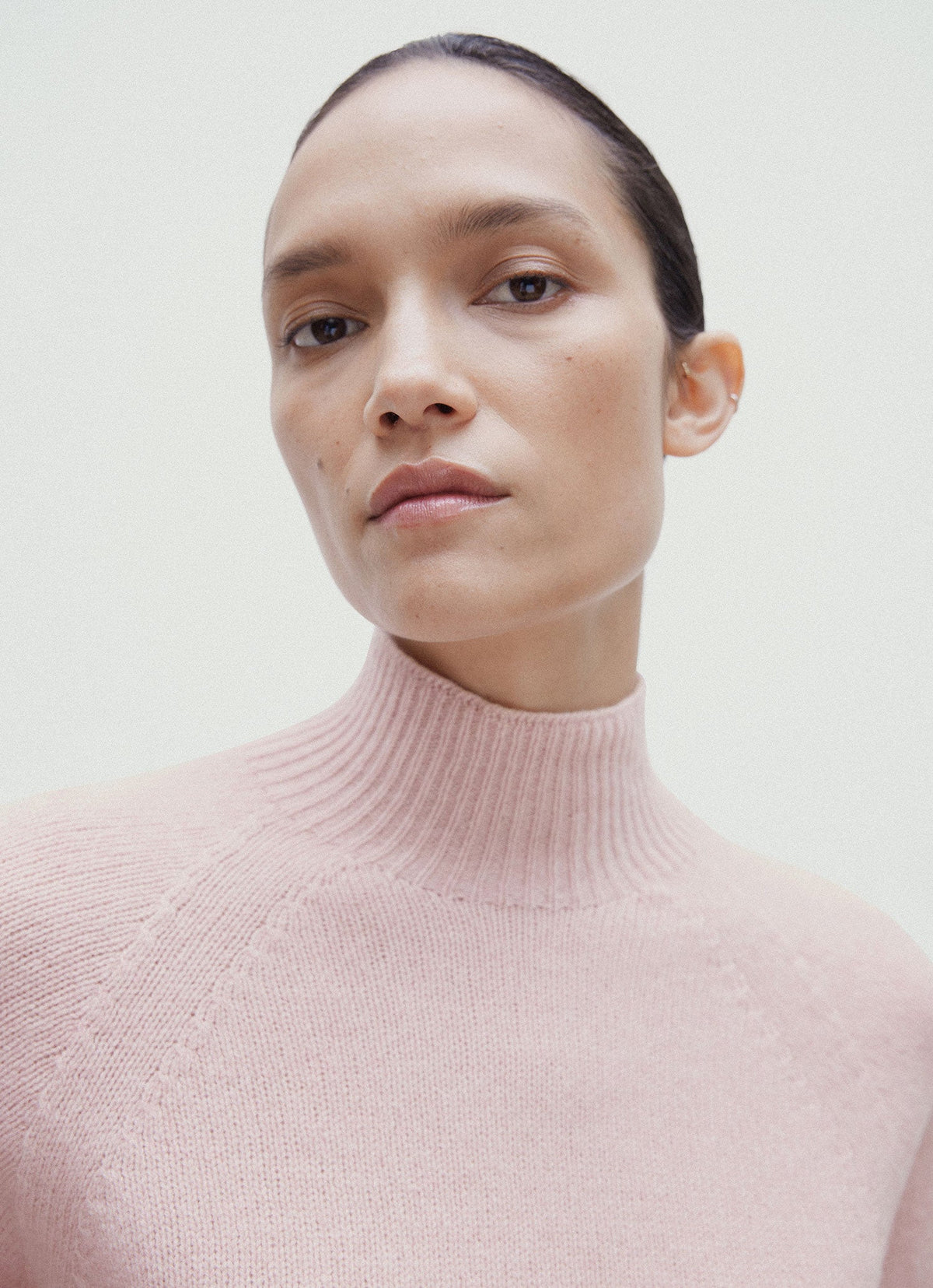 Women's Lambswool Funnel Neck Jumper in Cherry Blossom