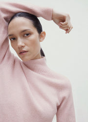 Women's Lambswool Funnel Neck Jumper in Cherry Blossom