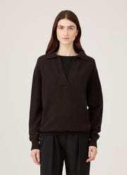 Women's Lambswool Polo Neck Jumper in Truffle