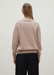 Women's Cashmere Polo Shirt in Mink