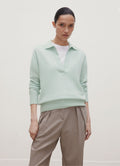Women's Cashmere Polo Shirt in Light Green